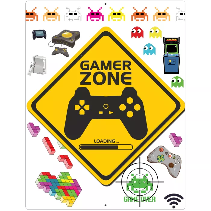 Aluminum Sign - Gamer Zone - 12" x 9"