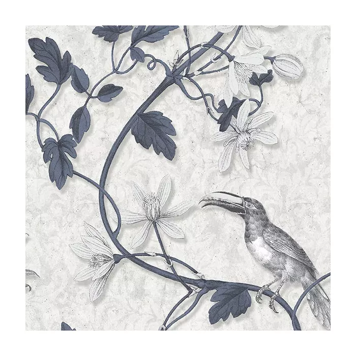 Toucan Toile Wallpaper Navy, Grey Norwall Wallcovering MH36532