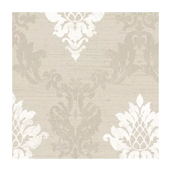 In-register Silk Damask Wallpaper Taupe, White, Beige Norwall Wallcovering IM36425