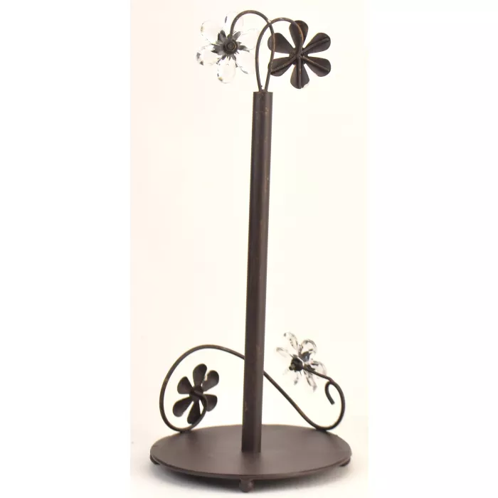 Metal Paper Towel Holder Stand - Flowers - 15.75" Tall