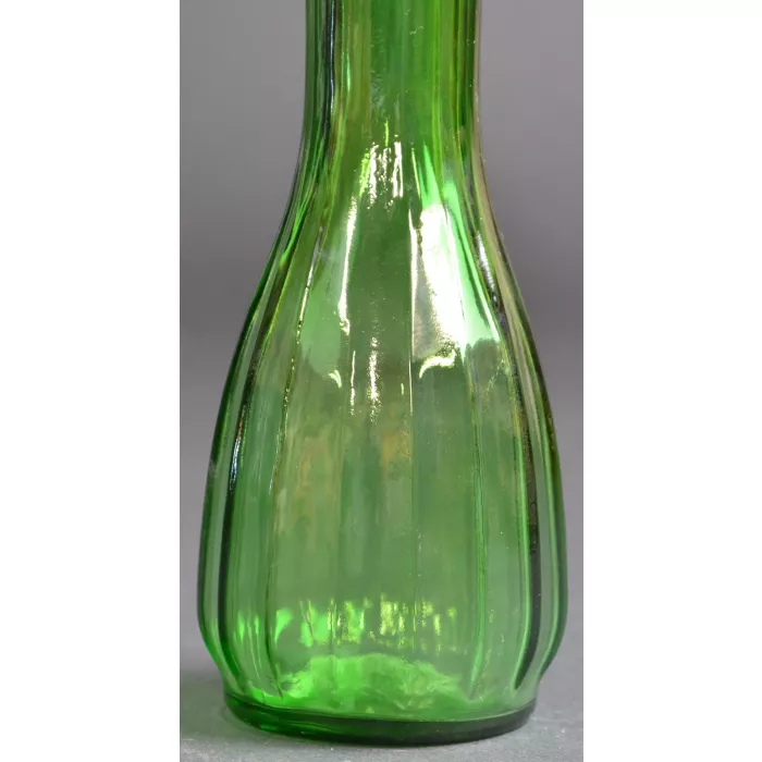 Forest Green Fluted Paneled Pattern Flower Vase - 8" Tall
