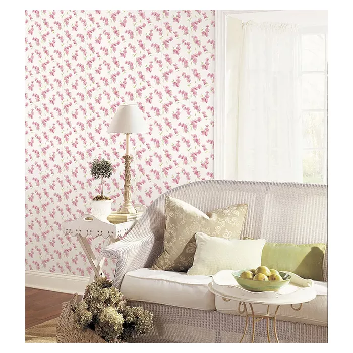 Dawn Floral Wallpaper Pink, Green Norwall Wallcovering PR33849