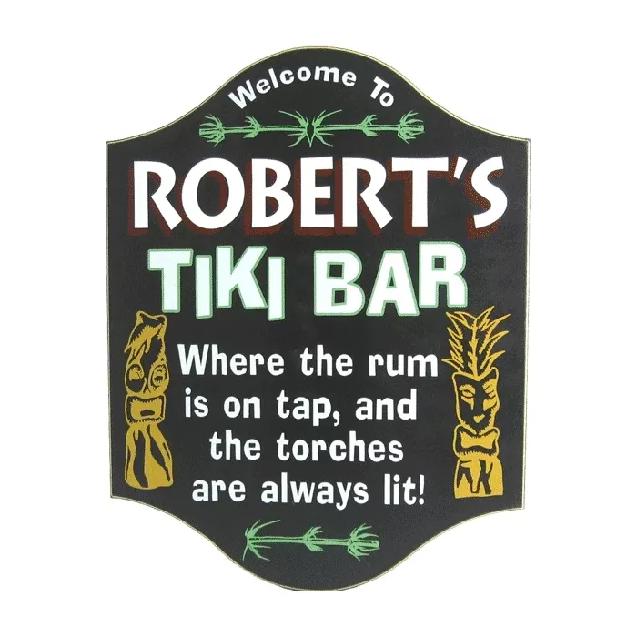 Personalized Wood Sign - Tiki Bar - Rum Is On Tap And Torches Are Always Lit!
