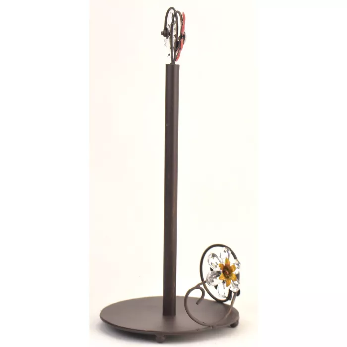 Metal Paper Towel Holder Stand - Flowers - 15.75" Tall
