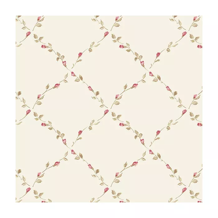 Red Rose Trellis Wallpaper Beige, Red, Green Norwall Wallcovering PP27728