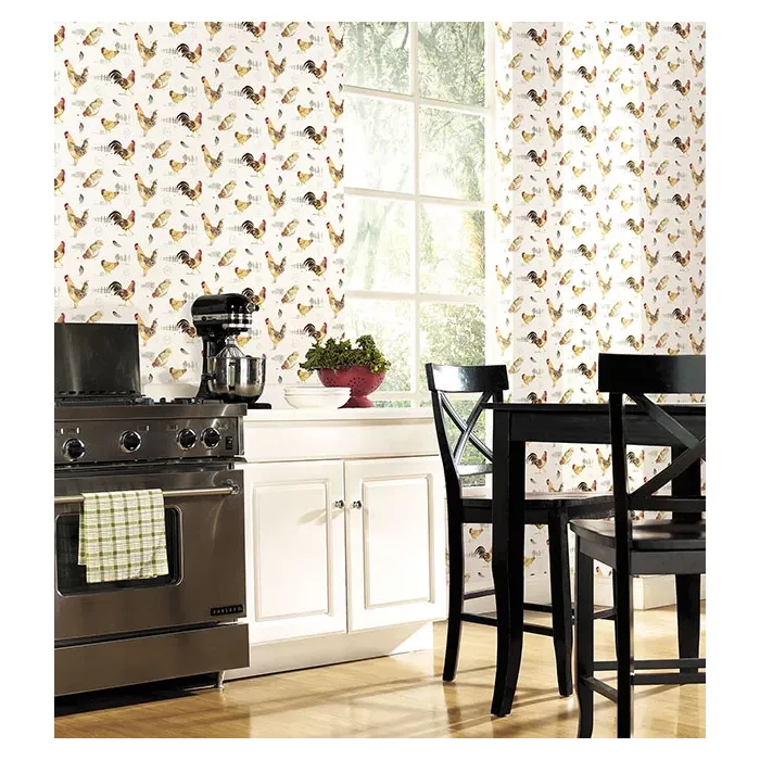 Fresh Chicken Wallpaper Red, Yellow, Brown Norwall Wallcovering FK34433