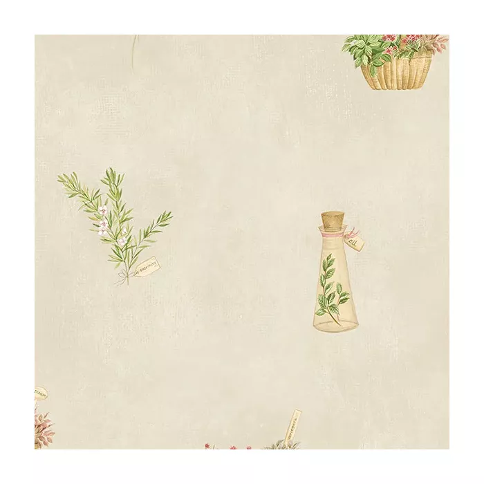 Fresh Herbs Wallpaper Red, Cream, Green Norwall Wallcovering FK34430