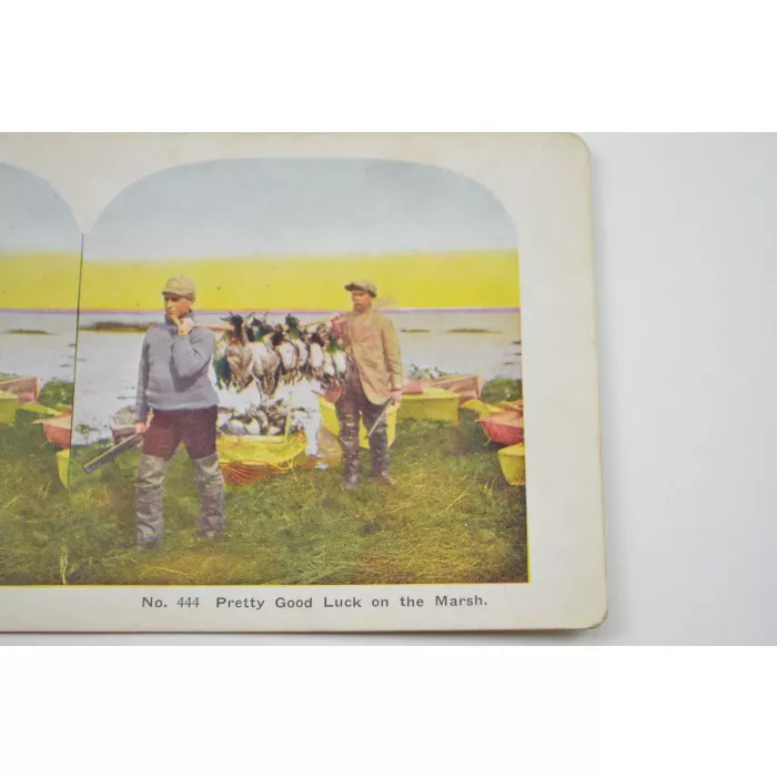 Antique Stereoview - No. 444 - Pretty Good luck On The Marsh