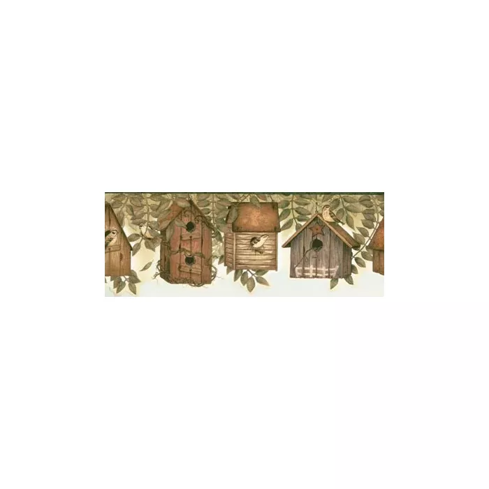 Green Country Kitchen Birdhouse Wallpaper Border