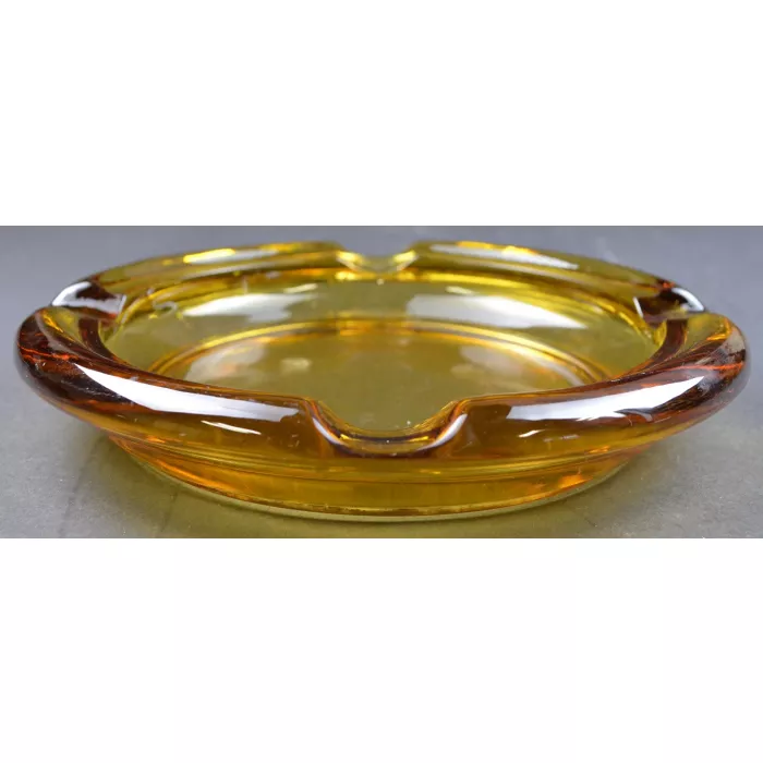 Large Amber Glass Cigar Ashtray - 7.875" Wide