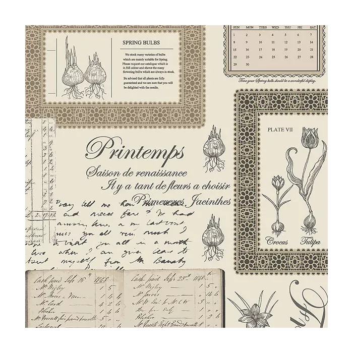 Printemps Script Wallpaper Beige, Charcoal, Black Norwall Wallcovering FK34419