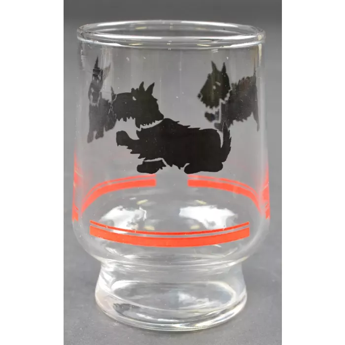 Vintage Scotty Dogs Pattern Juice Glass - 3.125" Tall