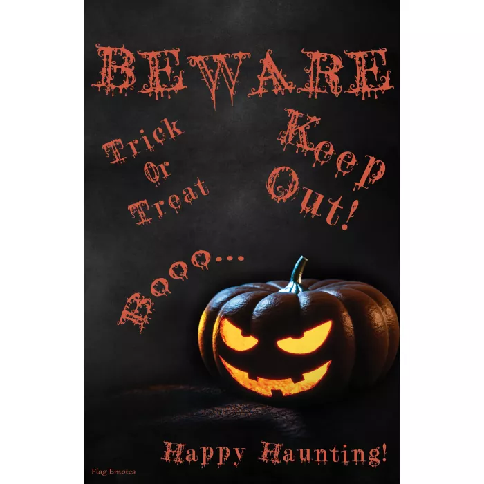 Flag Emotes - Double Sided Garden Flag - Halloween Happy Haunting Beware