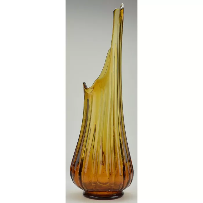 Amber Art Glass Swung Stretch Vase - 20.5" Tall