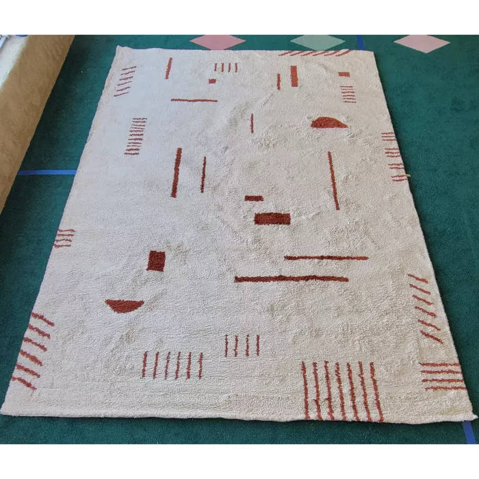 Geometric Ivory/Burnt Orange Area Rug - Rectangle 8ft 9in x 12ft