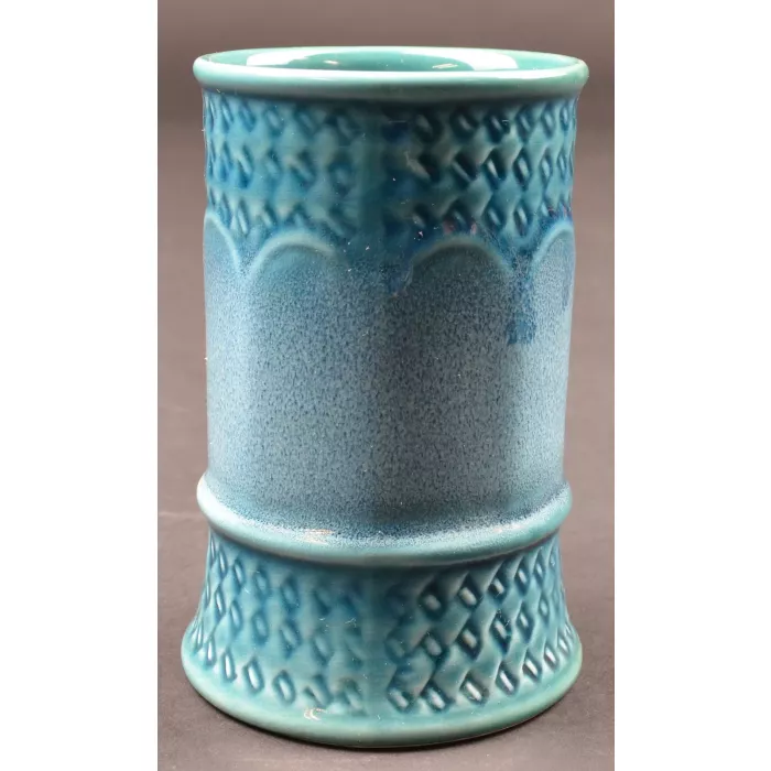 Vintage Blue Ceramic 8 Ounce Mugs - Set Of Six - 4.25" Tall