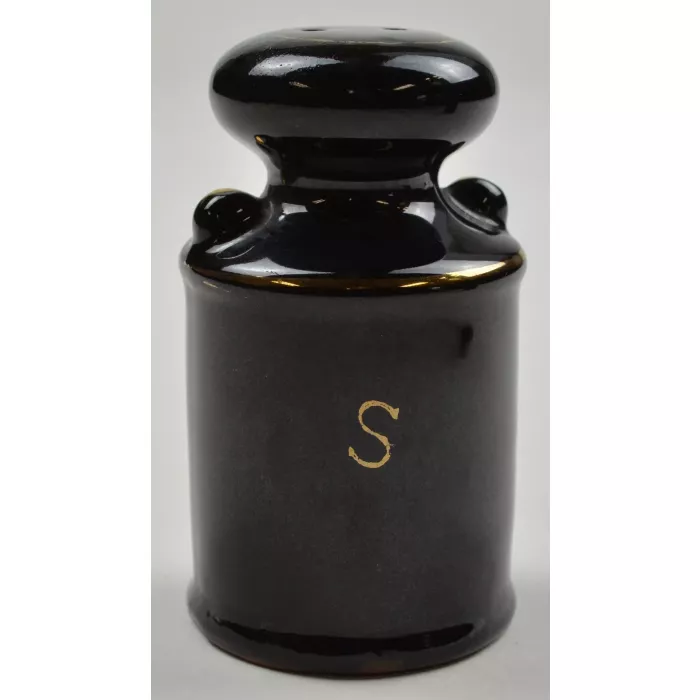 Vintage Black Ceramic Milk Can Salt & Pepper Shakers - 3.125" Tall