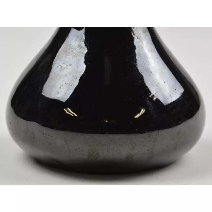 Vintage Hand Made Pottery Black Flower Vase - 6.75" Tall