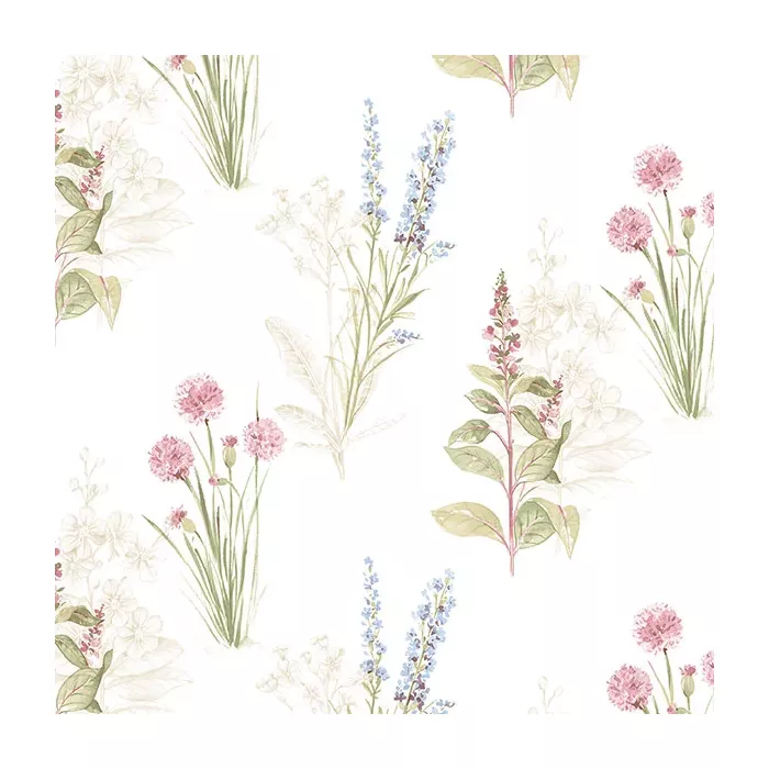 Flora Wallpaper Cream, Blue, Pink Norwall Wallcovering AB42445