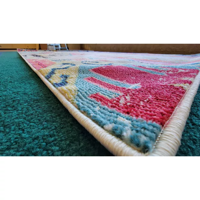 Wooler Southwestern Blue/Orange Area Rug - Rectangle 8ft x 10ft