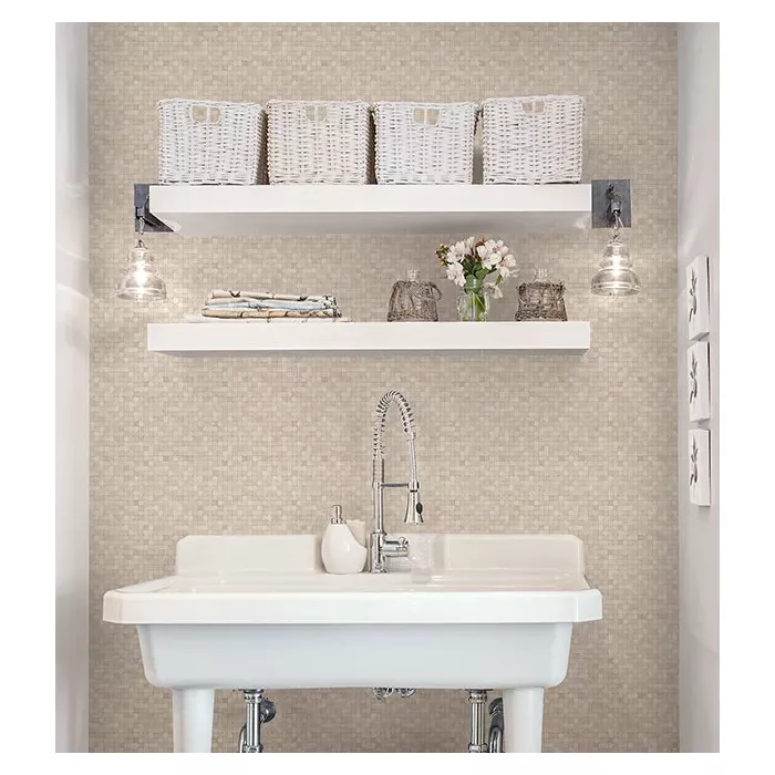 Shades of Taupe Faux 1/2 inTiles Taupes, Off White Norwall Wallcovering G67415