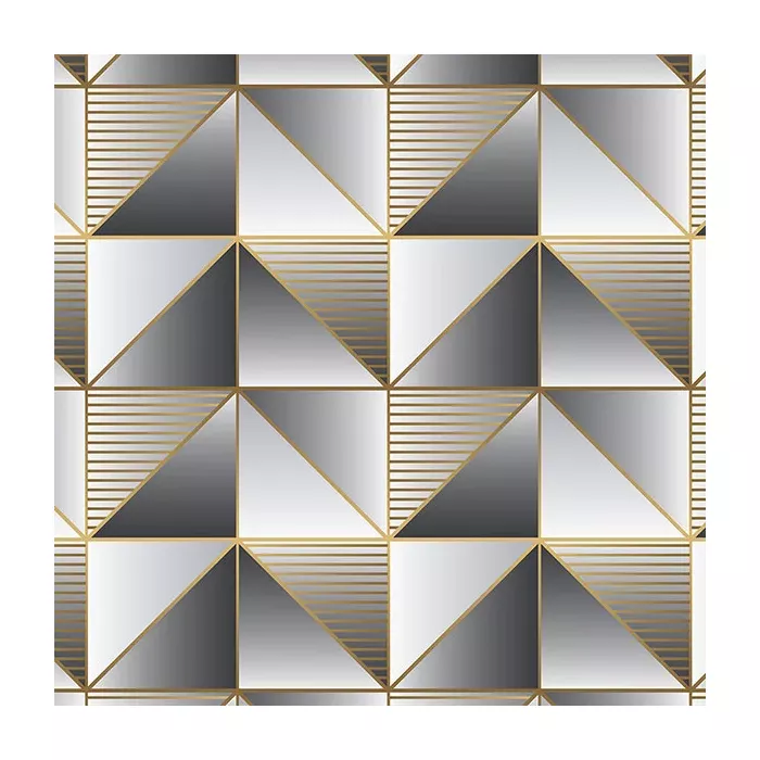 Cubist Wallpaper Metallic Gold, Black, Pepper Norwall Wallcovering GX37628