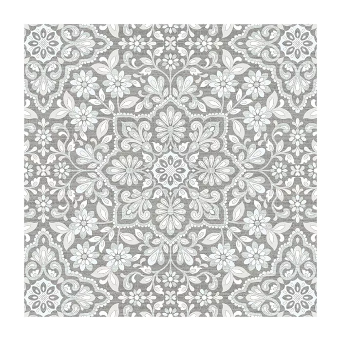 Floral Tile Wallpaper Grey, Blue, Dove, Light Grey Norwall Wallcovering FH37544