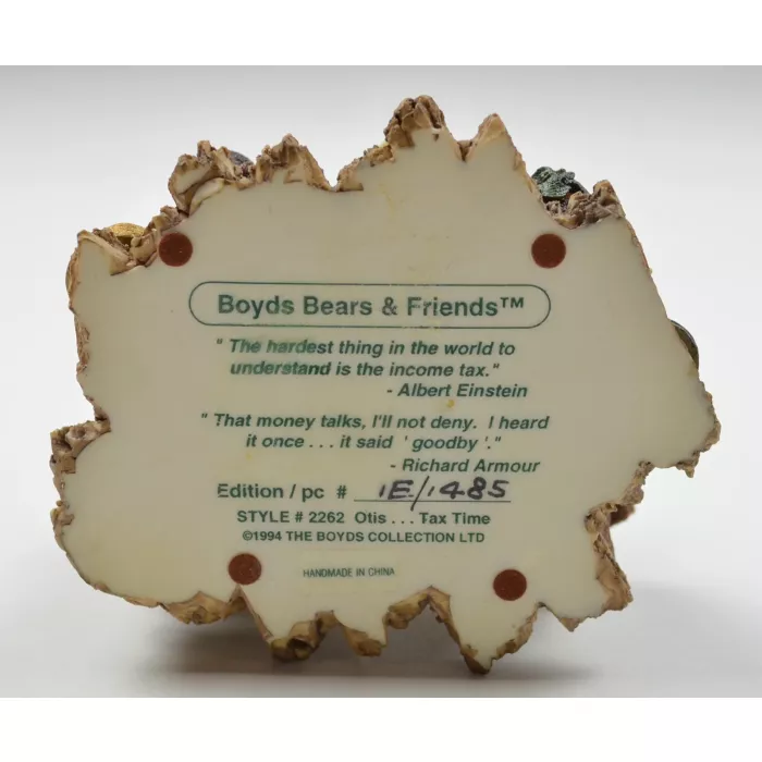 Boyds Bears & Friends Resin Figurine - Otis...Tax Time