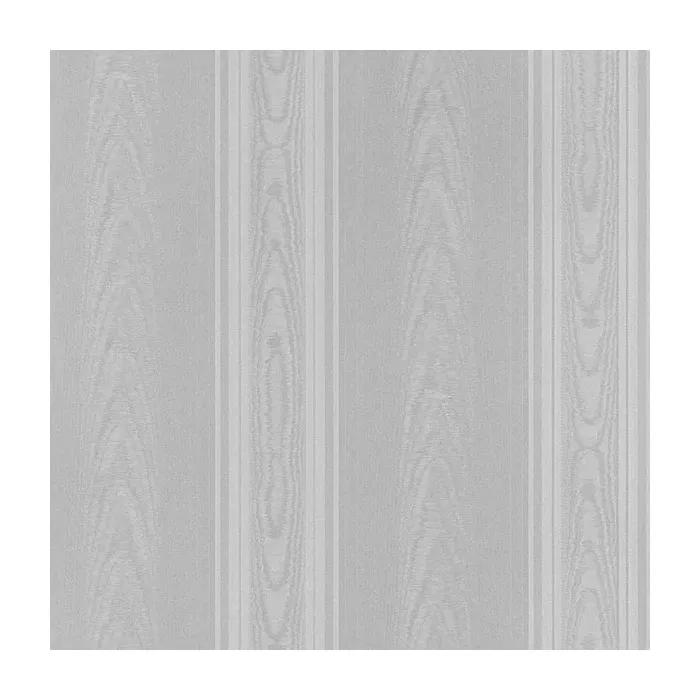 Medium Moiré Stripe Wallpaper Metallic Silver Norwall Wallcovering SK34747