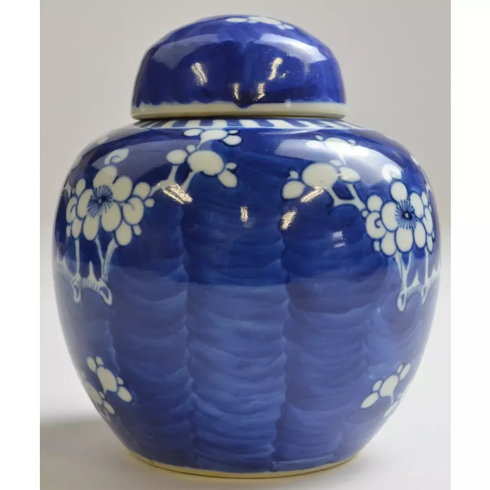 Vintage Prunus Blossom Ginger Jar - Kangxi Style And Mark - 6" Tall