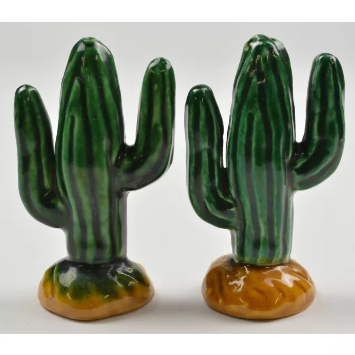 Ceramic Salt & Pepper Shakers - Phoenix Arizona Cactus - 3.625" Tall