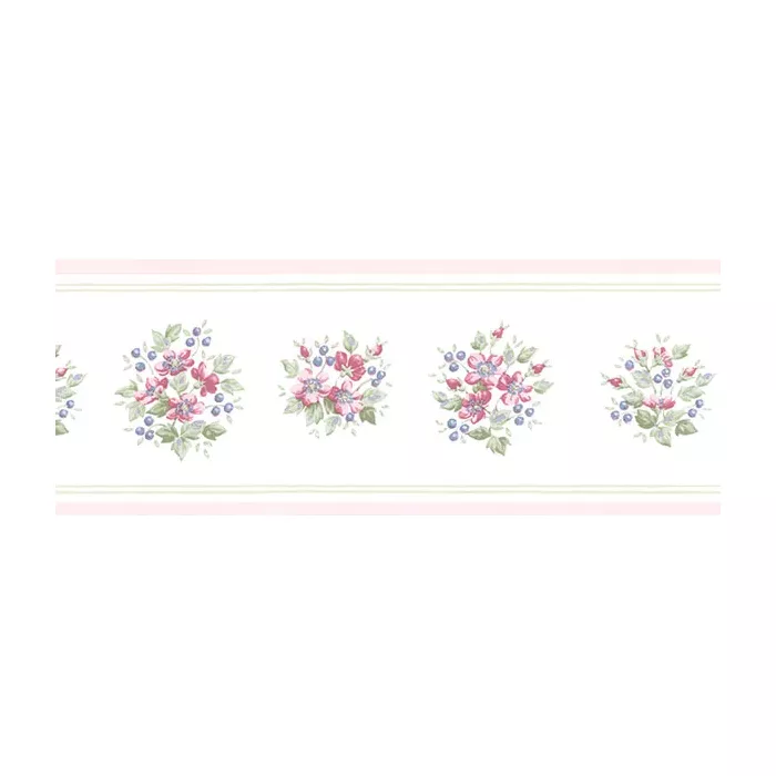Mini Bouquet Wallpaper Border Dark Pink, Blue, Green Norwall Wallcovering PR79663