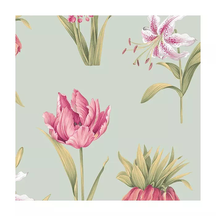 Botanical Floral Wallpaper Turquoise, Pink, Green Norwall Wallcovering PA34233