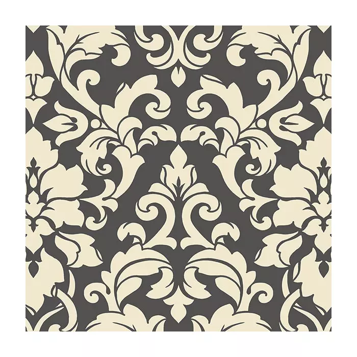 Velvet Damask Wallpaper Beige, Black Norwall Wallcovering SD36118