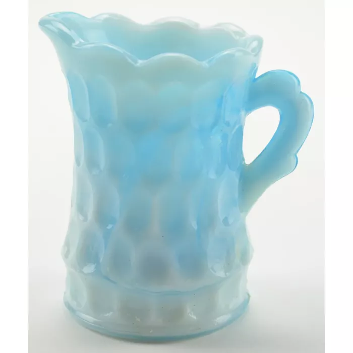Vintage Blue Slag Creamer Pitchers -  Set Of Two - 3.5" Tall