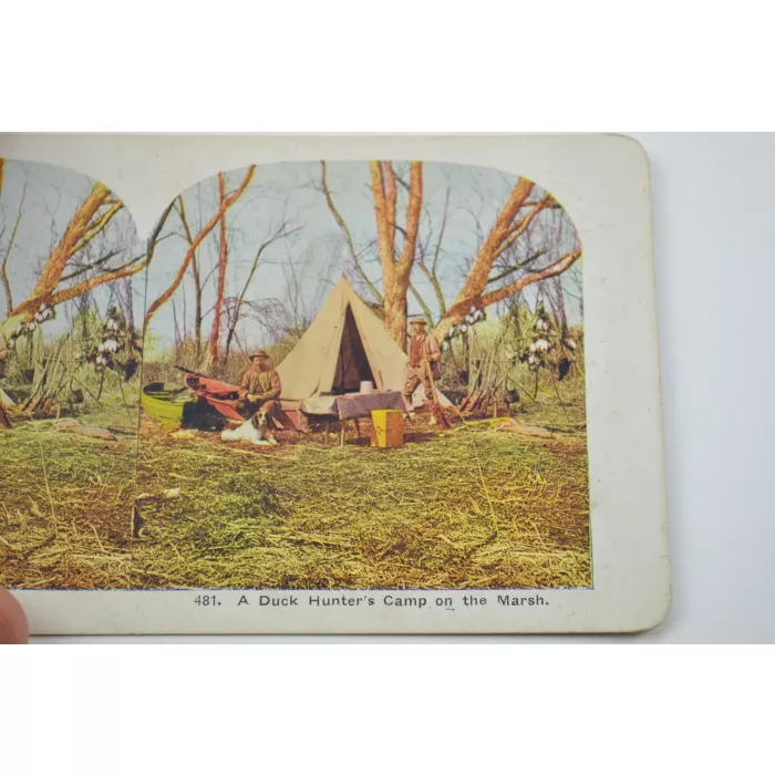 Antique Stereoview - No. 481 - A Duck Hunter's Camp On The Marsh