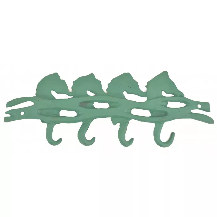 Metal Wall Hook Rack - Seahorses - 10" Wide