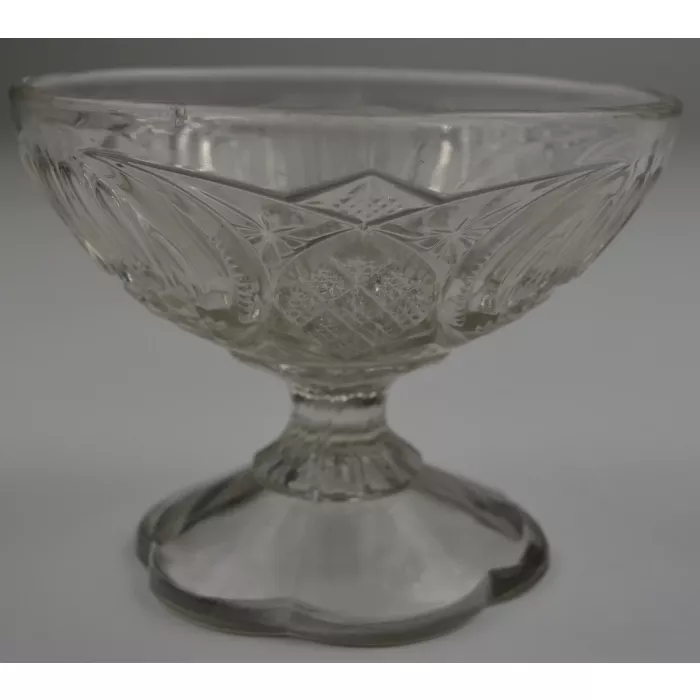Vintage Clear Pressed Glass Footed Compote - 3.5" Tall