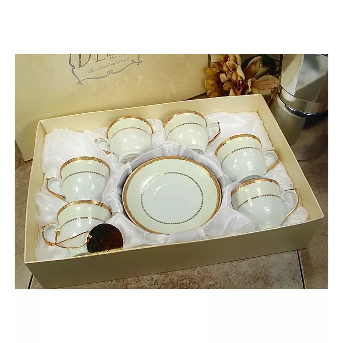 D'Lusso Designs Gold Deco Design Twelve Piece Espresso Set