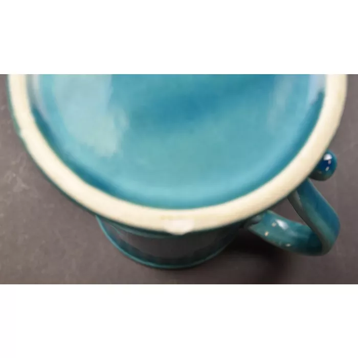 Vintage Blue Ceramic 8 Ounce Mugs - Set Of Six - 4.25" Tall