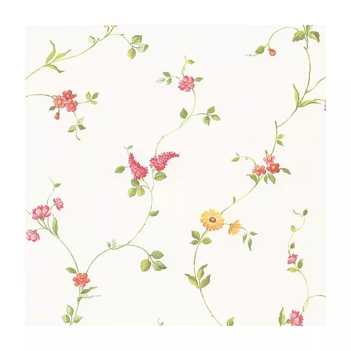 Multi Floral Trail Wallpaper Yellow, Red, Green Norwall Wallcovering FK26958