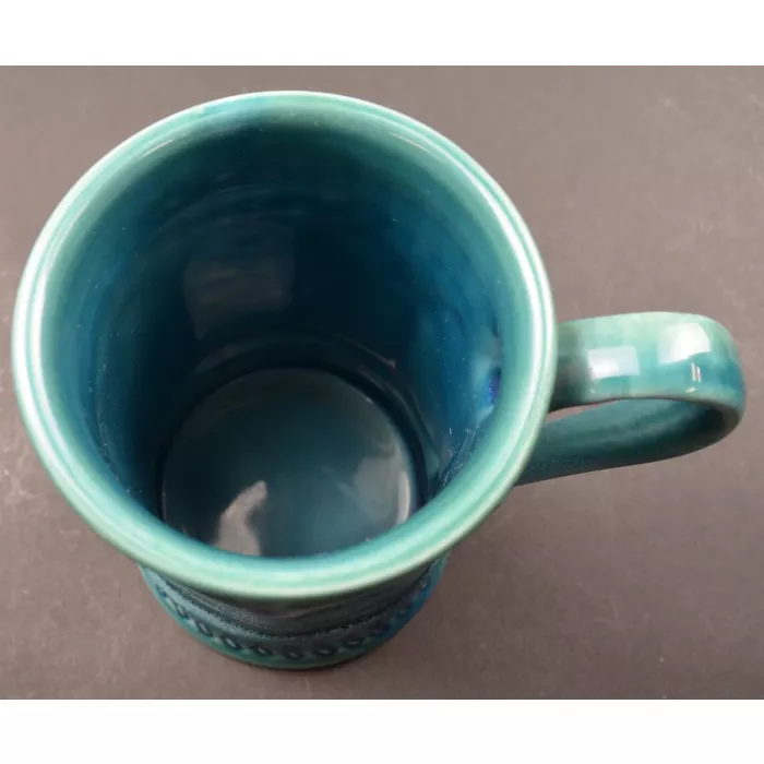 Vintage Blue Ceramic 8 Ounce Mugs - Set Of Six - 4.25" Tall