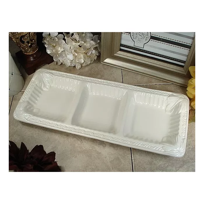 D'Lusso Designs - Couture Ivory Pattern - 3 Part Serving Dish