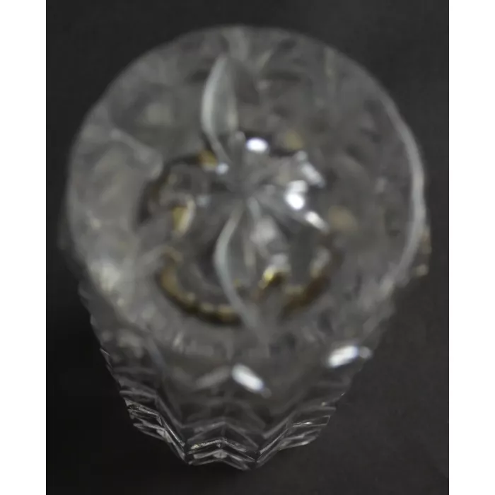 Clear Pressed Glass Flower Vase - Thumbprint Pattern - 5" Tall
