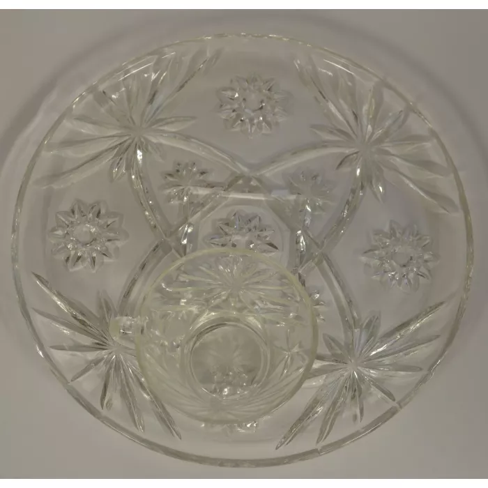 Anchor Hocking Prescut Clear Pattern - Snack Set - 4 Snack Plates & Cups