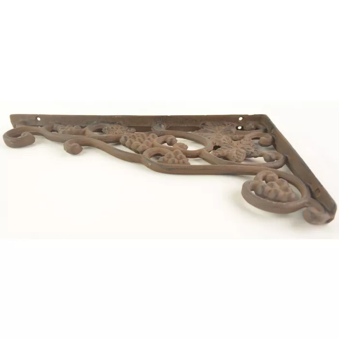 Wall Shelf Bracket - Grape Vine & Leaf Pattern - Cast Iron - 12.75"
