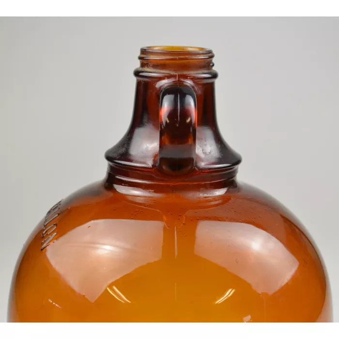 Vintage One Gallon Brown Glass Handled Jug - No. E1001 - 11.5" Tall