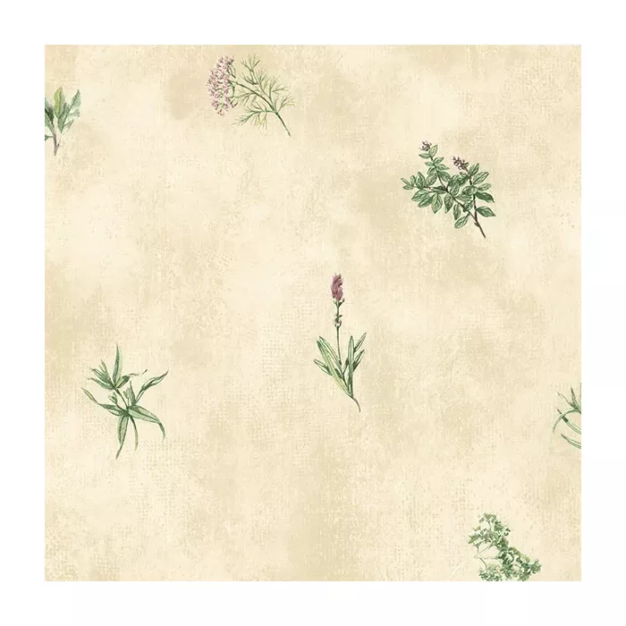 Herb Sidewall Wallpaper Cream, Pink, Green Norwall Wallcovering KC18535