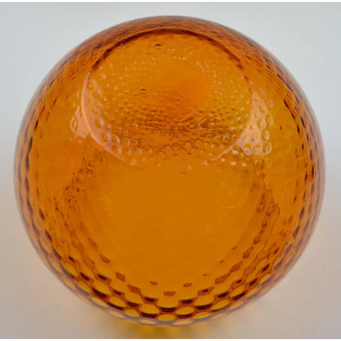 Vintage Amber Glass Globe Planter - 1960's - 6.25" Round