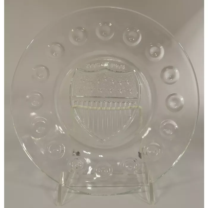 Clear Glass Bicentennial Plate - Shield Pattern - 1776 - 1976 - 8" Round